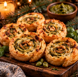 bladerdeeghapjes met pesto en kaas