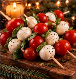 caprese-spiesjes met mozarella en tomaat